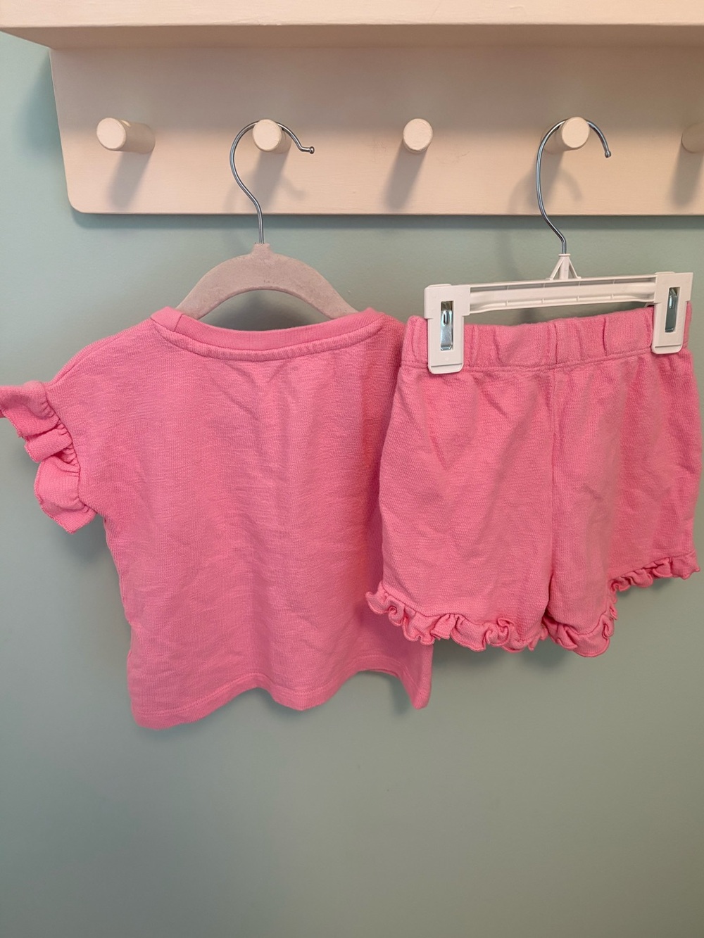 Primark Girls' Pink Ruffle Short Sleeve Matching Set - Picture 5 of 6